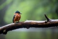 kingfisher perched on a branch overlooking a pond