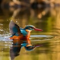 Kingfisher on the riverbank, glorious colors