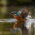 Kingfisher on the riverbank, glorious colors