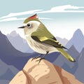 Kinglet On Mountain Sticker Design Royalty Free Stock Photo