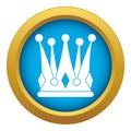 Kingly crown icon blue vector isolated