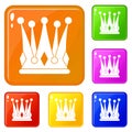 Kingly crown icons set vector color