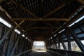 Kingpost trusses in the Hanaway Covered Bridge Royalty Free Stock Photo