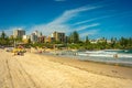 Kings Beach, Queensland, Australia - People swimming at the local beach Royalty Free Stock Photo