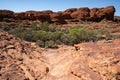 Kings canyon landscape with hiking path during the Rim walk in outback Australia Royalty Free Stock Photo