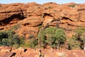 Kings canyon landscape with red sandstone domes and staircases pathway during the Rim walk in outback Australia Royalty Free Stock Photo