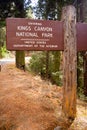 Kings Canyon National Park Entrance Sign US Interior Department