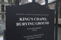 Kings Chapel Burying Ground in Boston - BOSTON , MASSACHUSETTS - APRIL 3, 2017