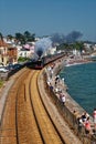 Dawlish England. Kings class steam train on coastal rail