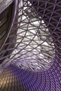 Kings Cross station roof structure illuminated purple, designed by John McAsian Royalty Free Stock Photo