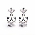 Kings Crown Earrings In White Gold With Diamonds - Tivadar Csontvry Kosztka Style Royalty Free Stock Photo