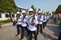 Kings Guards are marching in Grand Royal Palace in Bangkok, Thai