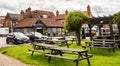 The Kings Head pub on the bank of the River Bure in the village of Hoveton and Wroxham, UK Royalty Free Stock Photo