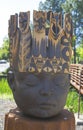 Kings Head statue by artist Clayton Thiel at public art walk in town of Yountville