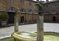 KINGS LYNN, UNITED KINGDOM - Aug 07, 2019: A unique fountain in the stable courtyard of Houghton Hall