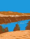 Kings River in San Joaquin Valley Originating Along Sierra Crest in Kings Canyon National Park in Central California WPA Poster Royalty Free Stock Photo