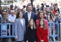 The Kings of Spain Felipe and Letizia and their daughters, in the traditional Easter Mass. Royalty Free Stock Photo