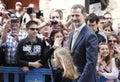 The Kings of Spain Felipe and Letizia and their daughters, in the traditional Easter Mass. Royalty Free Stock Photo