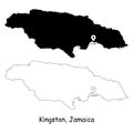 Kingston Jamaica. Detailed Country Map with Location Pin on Capital City. Royalty Free Stock Photo