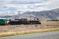 View of the Kingston Flyer steam train in Kingston New Zealand on
