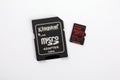 Kingston technology 64 GB secure digital micro SD memory card for digital camera or mobile phone on a white background