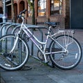 Claud Butler Legend Classic Bicycle Chained To A bike Parking Stand Royalty Free Stock Photo