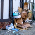 Pille Of Discarded Emppty Carboard Boxes littering A High Street Waiting For Collection With No People Royalty Free Stock Photo