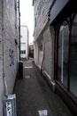 Dark Narrow Inner City Alley Pathway With No People