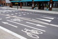 White Painted Road Markings, Pedestrian Crossing And Cycle Lane Markings