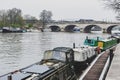 Local boat docking at Riverside Walk promenade by the River Thames in Kingston, England