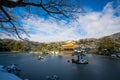 Kinkakuji golden pavilion temple with snow Royalty Free Stock Photo