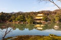 Kinkakuji Temple Rokuon-ji Temple Golden Pavilion at Kyoto , Japan . Landscape view Royalty Free Stock Photo