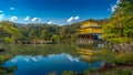 Kinkakuji & x28;Temple of golden pavilion& x29; in Kyoto with water reflection Royalty Free Stock Photo