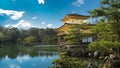 Kinkakuji & x28;Temple of golden pavilion& x29; in Kyoto with beautiful Zen garden Royalty Free Stock Photo