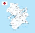 Kinki Map. Map of Japan Prefecture. White color
