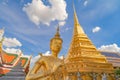 Kinnaree statue at Golden pagoda at Temple of the Emerald Buddha in Bangkok, Thailand. Wat Phra Kaew and Grand palace in old town Royalty Free Stock Photo