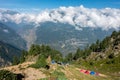 basecamp of Kinner Kailash Yatra, Ganesh Park, featuring mud homestays Royalty Free Stock Photo