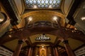 Kino Lucerna Cinema monumental stairs with the logo of the cinema, with a typical Secession Art Nouveau style. Royalty Free Stock Photo