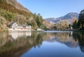 Kinrin Lake is a famous landmark of Yufuin town in Kyushu Island Royalty Free Stock Photo
