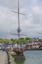Replica mast from a Spanish galleon on the quayside overlooking Kinsale Harbour