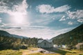 Kinsarvik, Hordaland, Norway. Small Wooden House In Hardangervidda Mountain Plateau. Famous Norwegian Landmark And