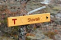 Signpost shows direction to a mountain lodge, Norway