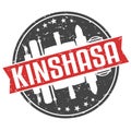 Kinshasa Congo Round Travel Stamp. Icon Skyline City Design. Seal Tourism badge Illustration Clipart.