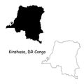 Kinshasa Democratic Republic of the Congo. Detailed Country Map with Location Pin on Capital City.