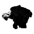 Kinshasa, DR Congo, Black and White high resolution vector map