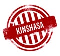 Kinshasa - Red grunge button, stamp