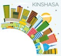Kinshasa Skyline with Color Buildings, Blue Sky and Copy Space.