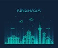 Kinshasa skyline Congo vector city linear style Royalty Free Stock Photo