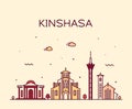 Kinshasa skyline Congo vector city linear style