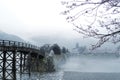 Kintai Kyo bridge on rainy day, Iwakumi Hiroshima, japan Royalty Free Stock Photo
